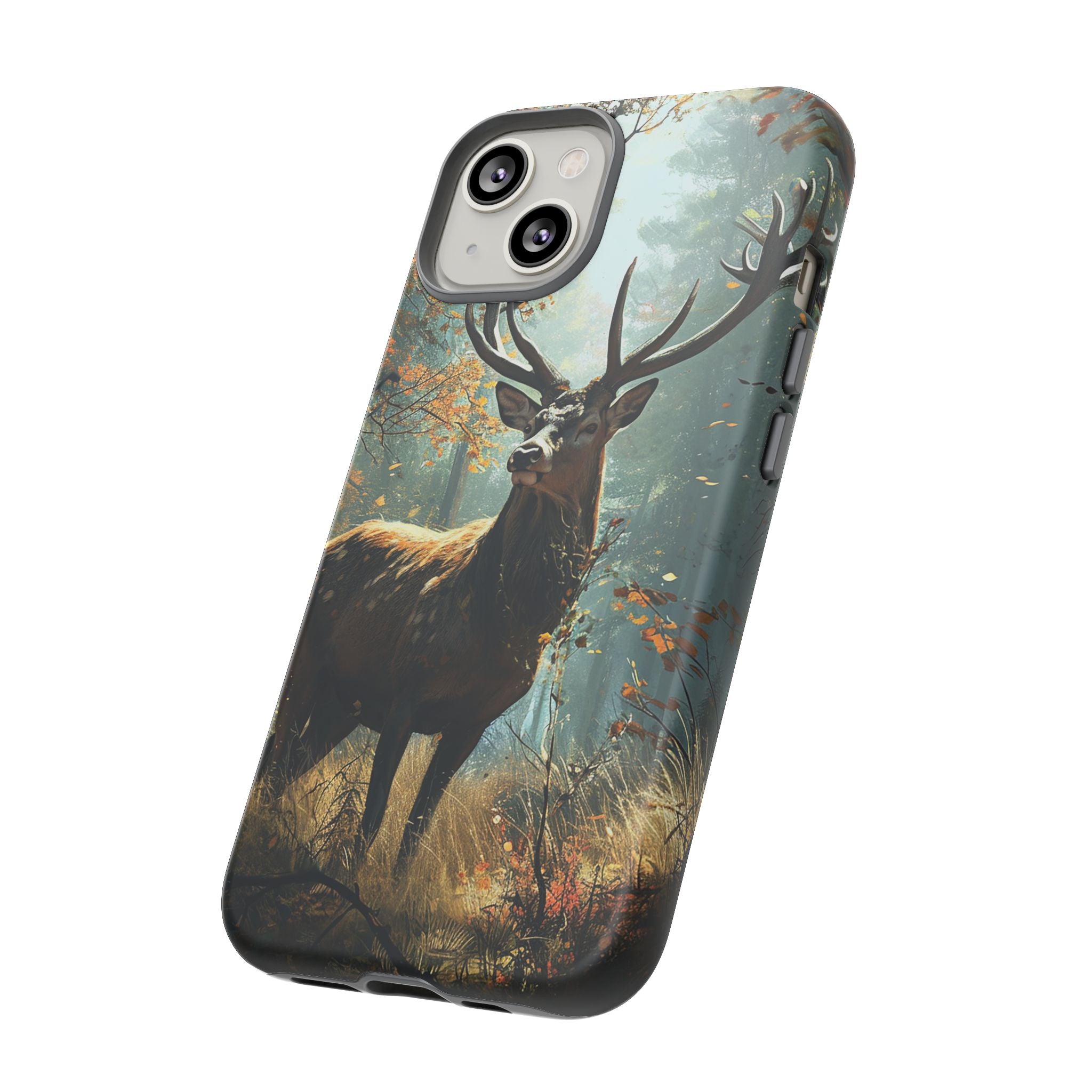 Stag Forest iPhone Case, Nature Lover Phone Cover, Wildlife Art Design, Rustic Gift for Him, Outdoor Enthusiast Accessory