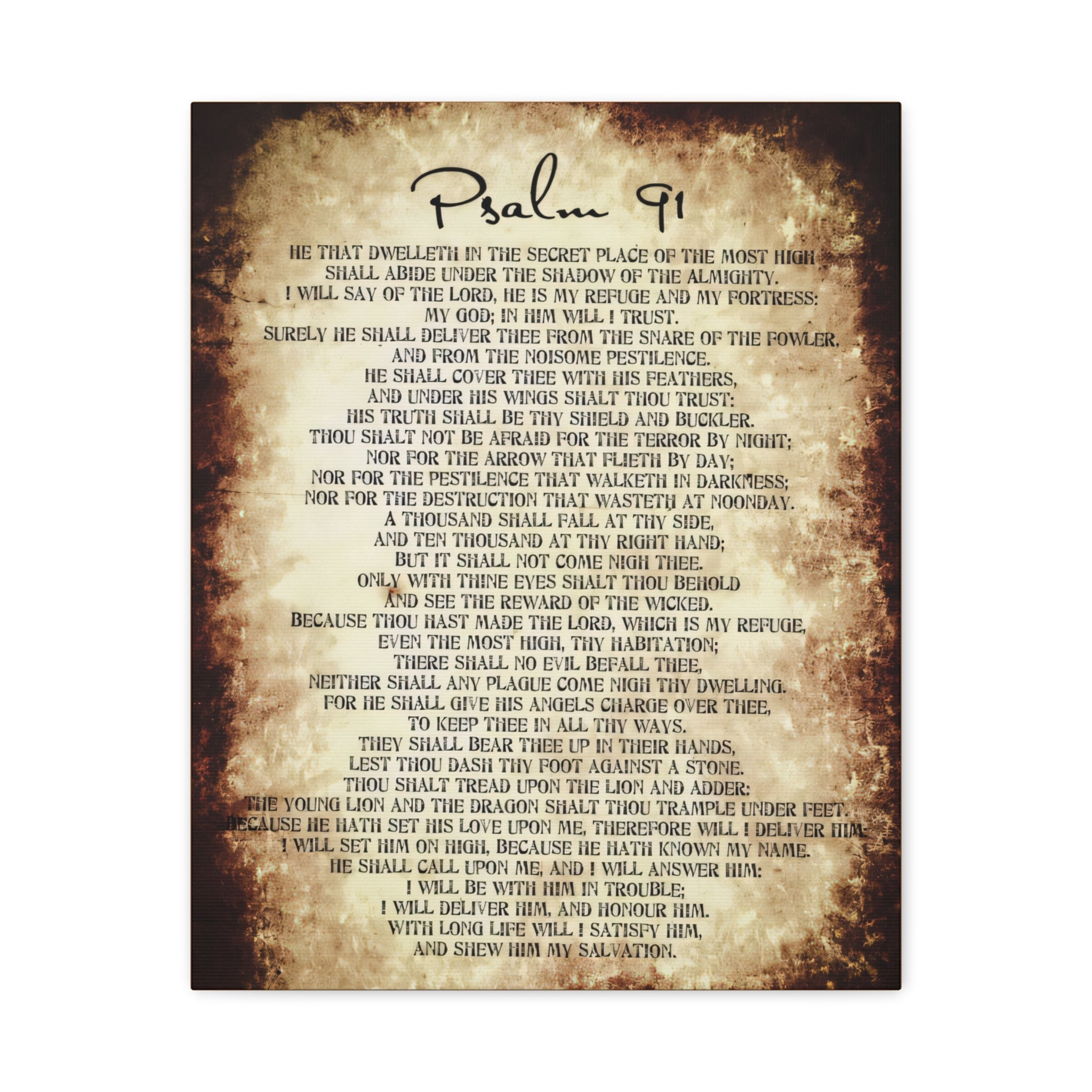 Psalm 91 Wall Art – He Who Dwells Scripture Bible Verse Print (Vintage Christian Decor)
