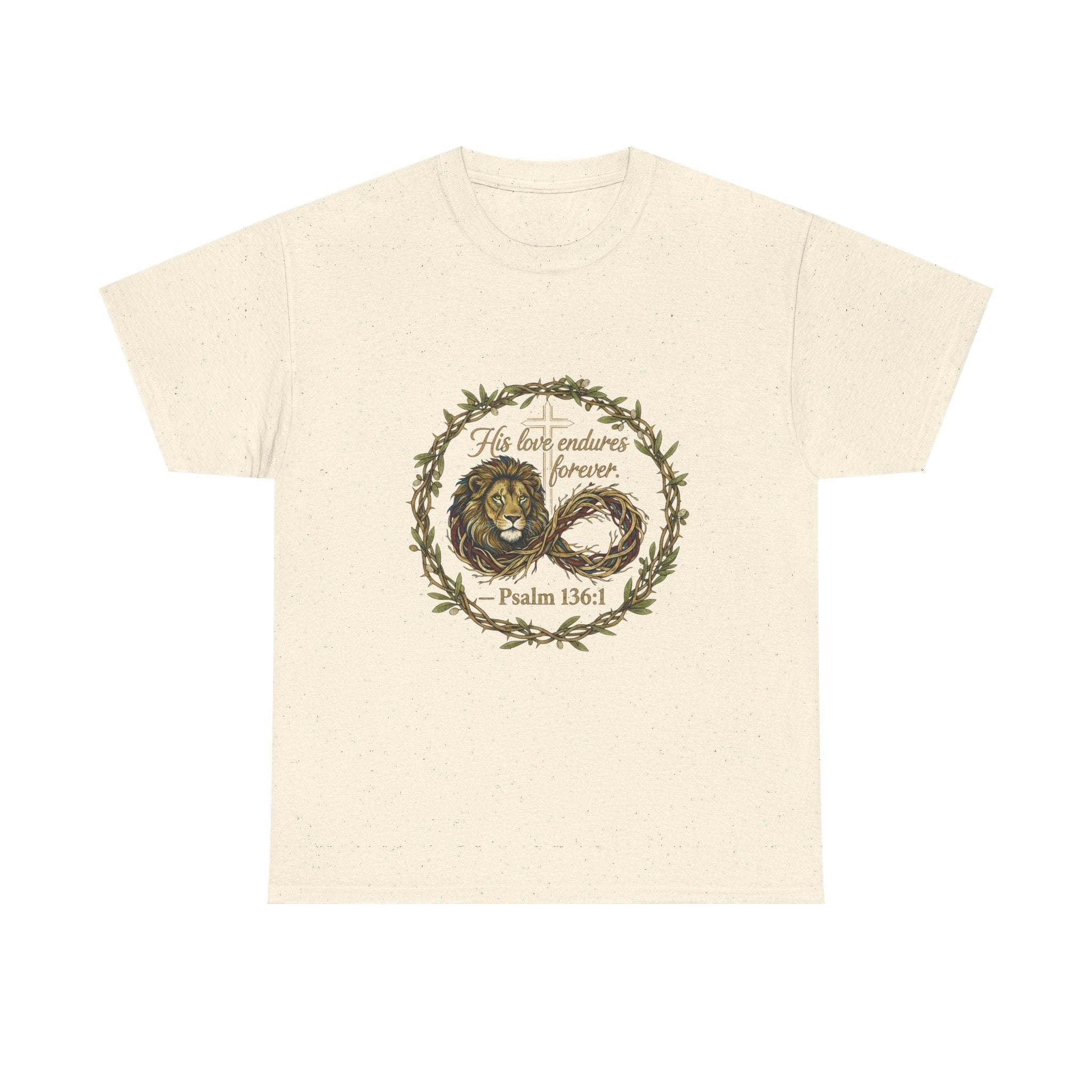 Christian Graphic Tee - His Love Endures Forever Psalm 136:1