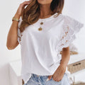 Laced Sleeve Cotton Blend Top